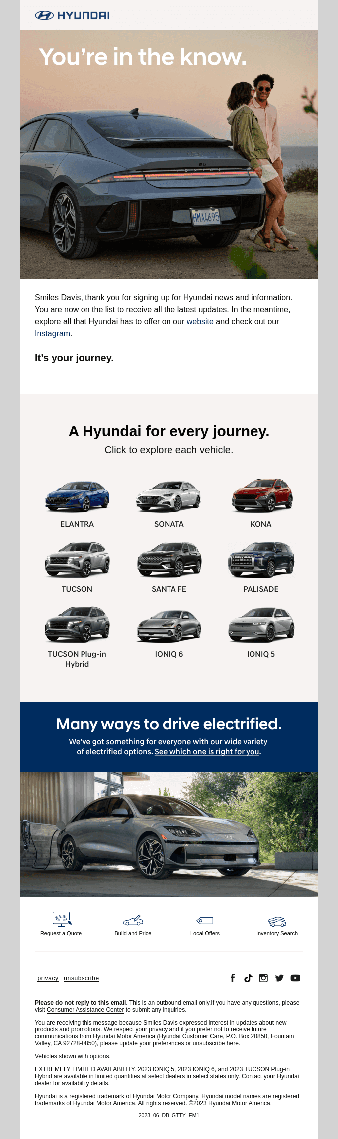 Thank you for your interest in Hyundai.