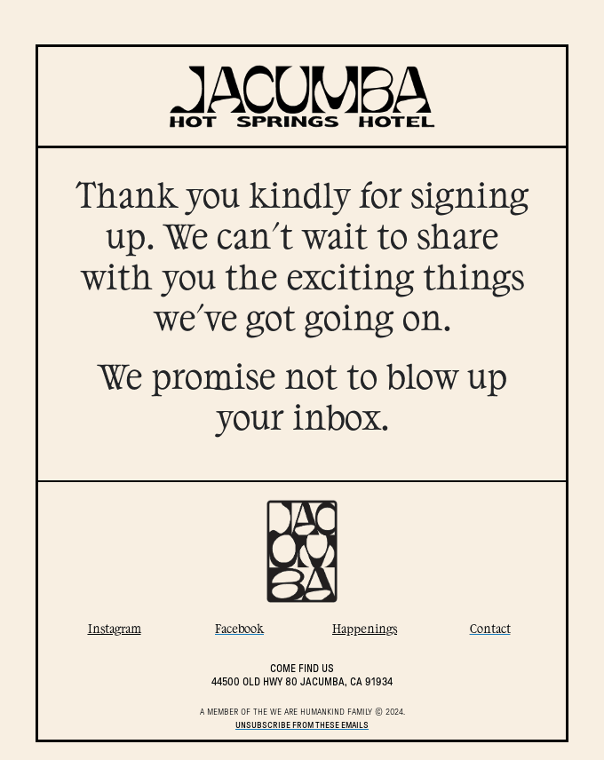 Thank you kindly for signing up