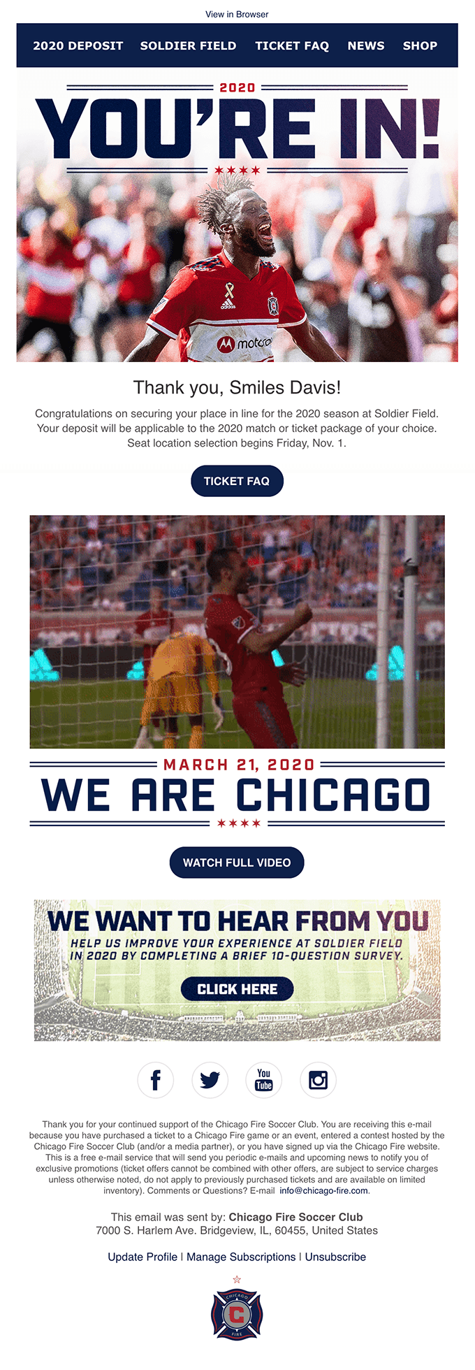Thanks for Joining Us in the Move to Soldier Field! 🔥