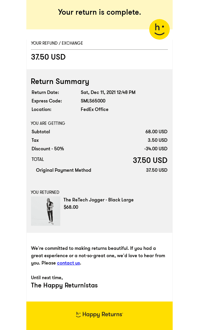 Thanks for your Everlane return