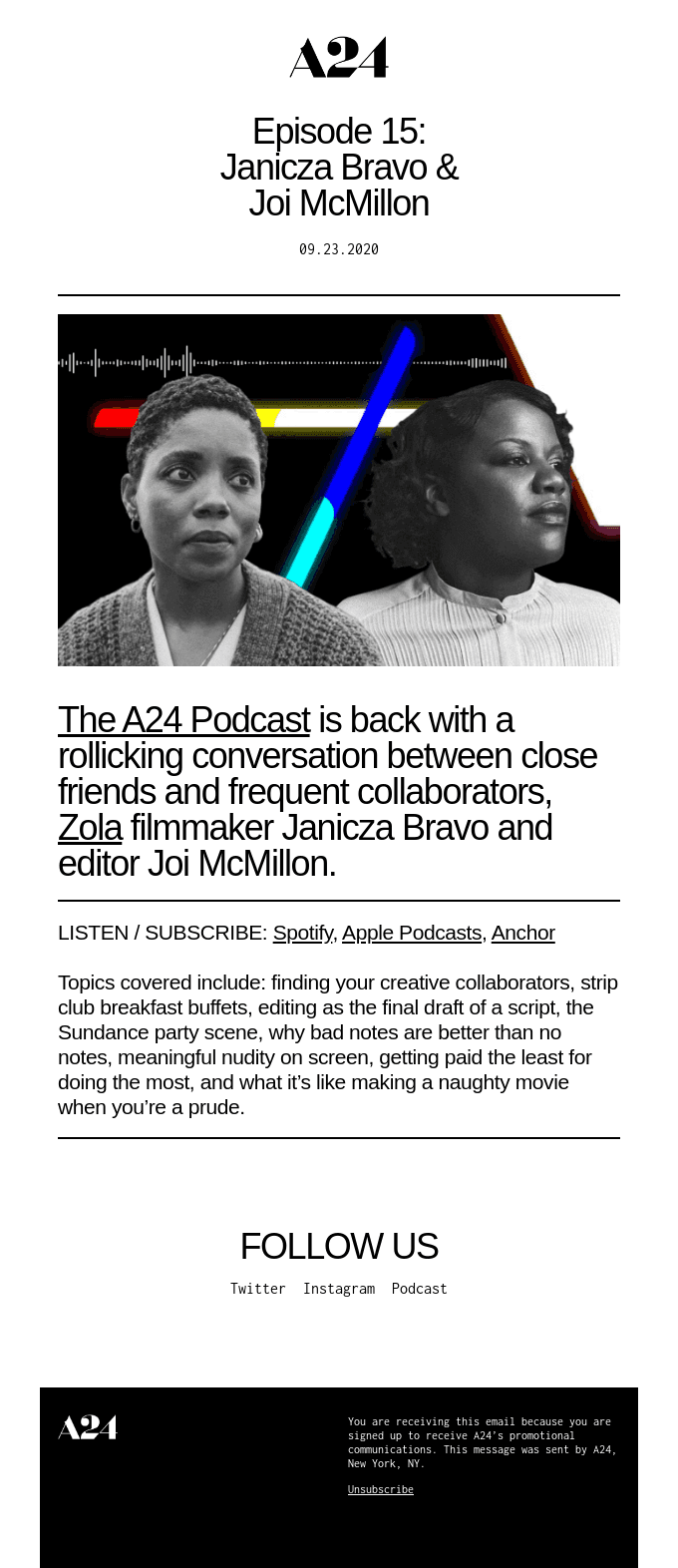 The A24 Podcast - Janicza Bravo & Joi McMillon 🎧