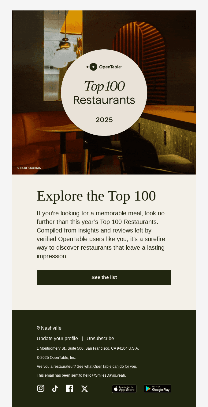 The annual Top 100 restaurants list is here