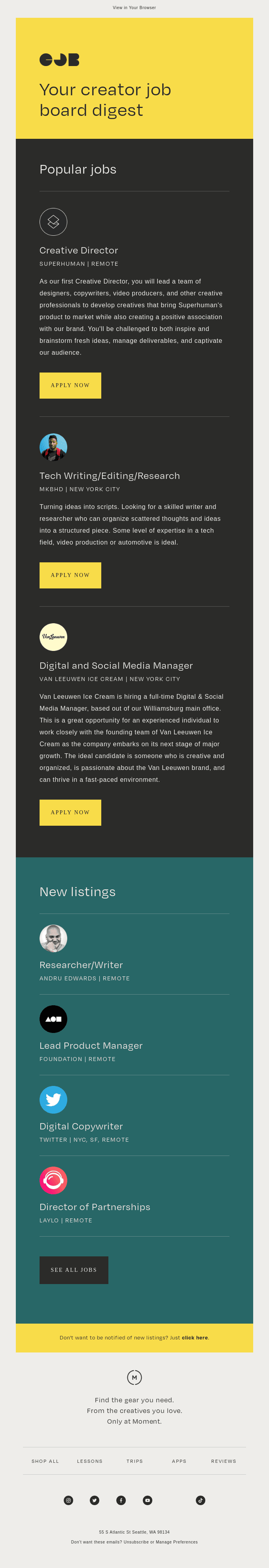 The Best Creator Jobs This Week
