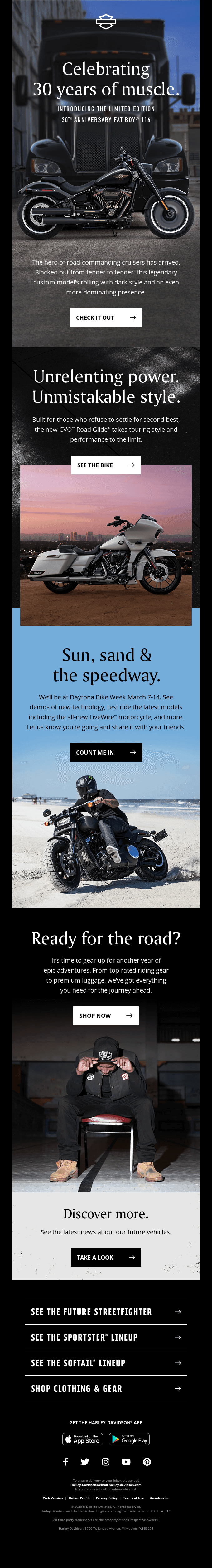 The New Fat Boy® 30th Anniversary & New CVO™ Road Glide®