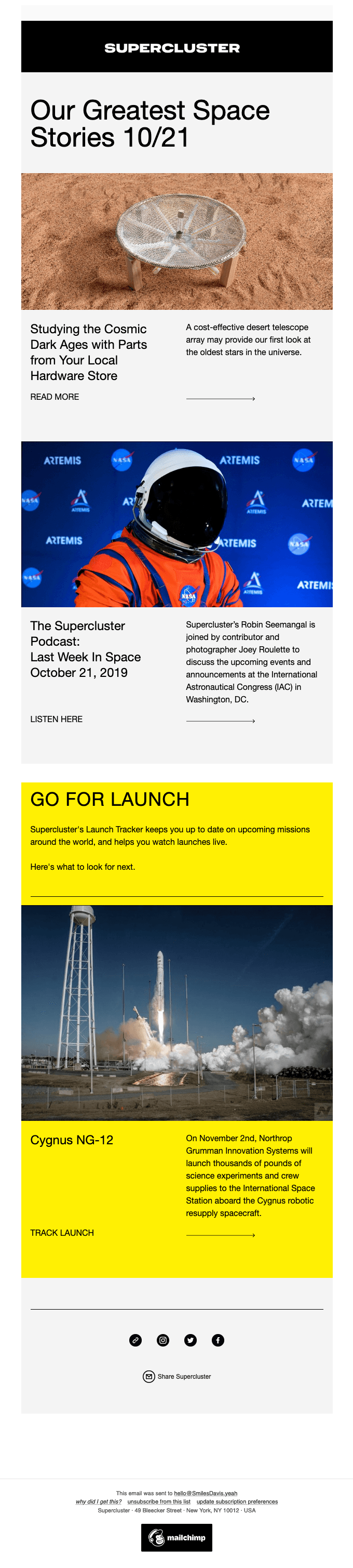 The Supercluster Newsletter 10.21.19