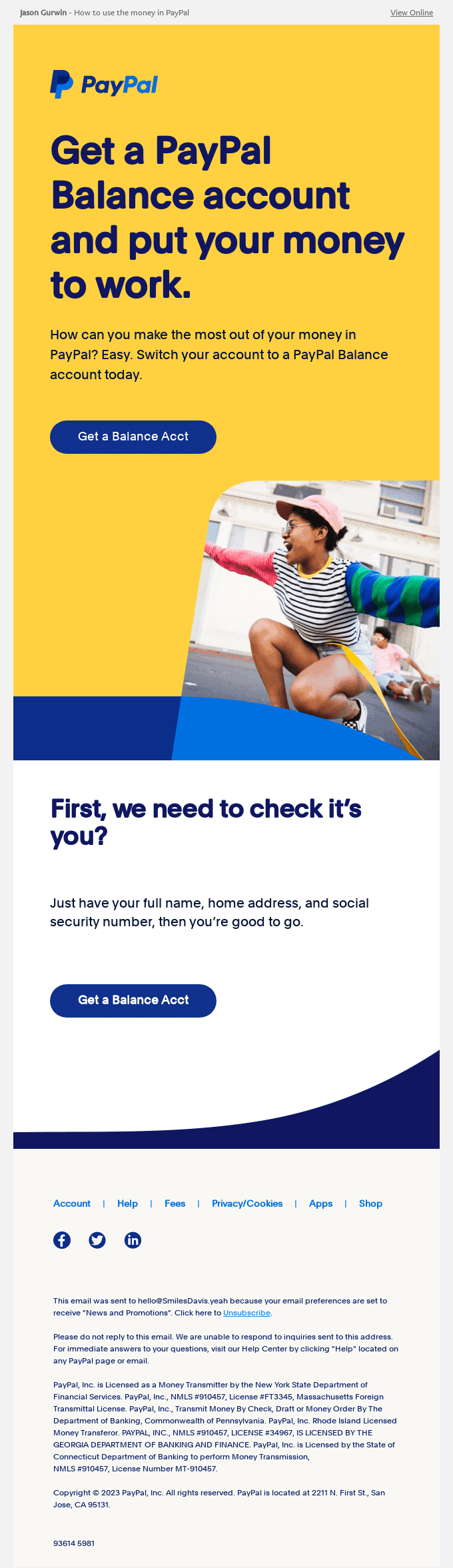 There’s money in your account with PayPal