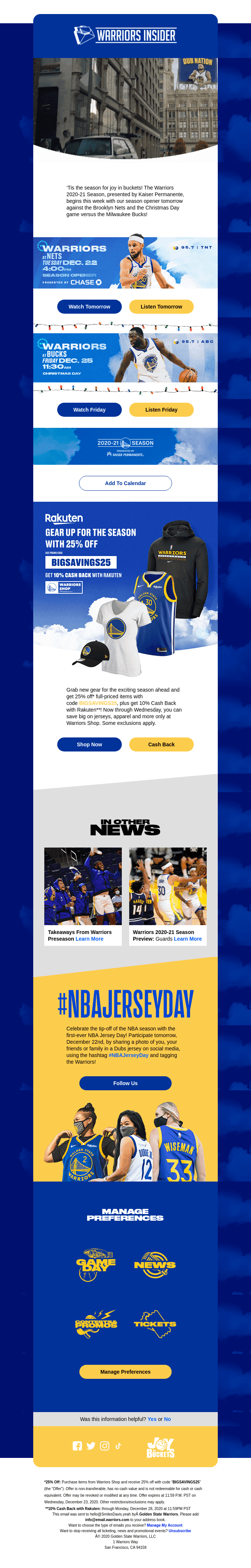 This Week: 2020-21 Season Opener and Christmas Day Game!