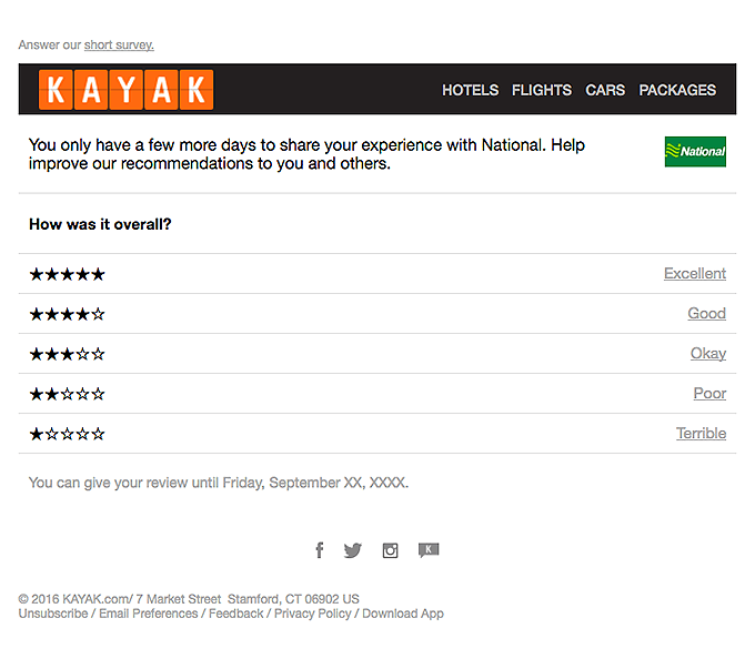 Time is almost up to rate your National Rental.