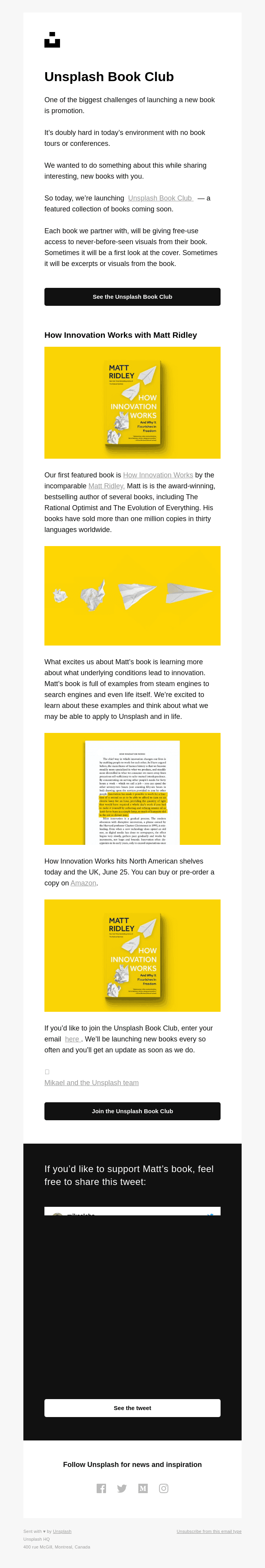 Today we’re launching the Unsplash Book Club 📚