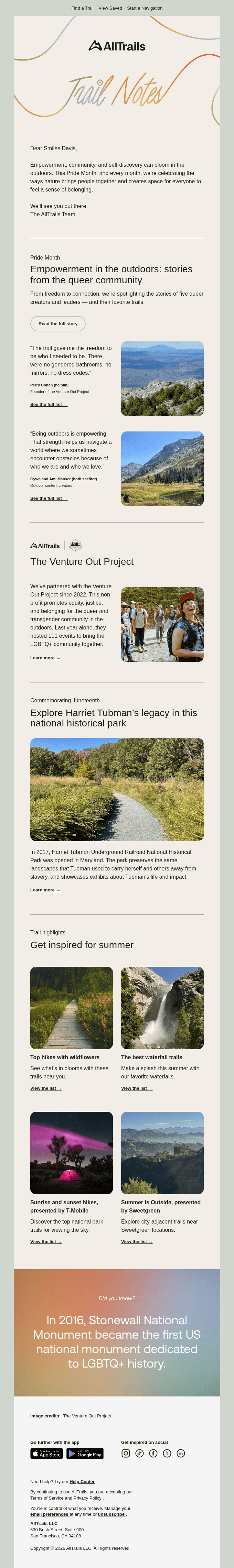 Trail Notes: celebrating pride outside