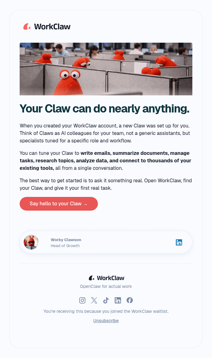 Train your Claw and get to work