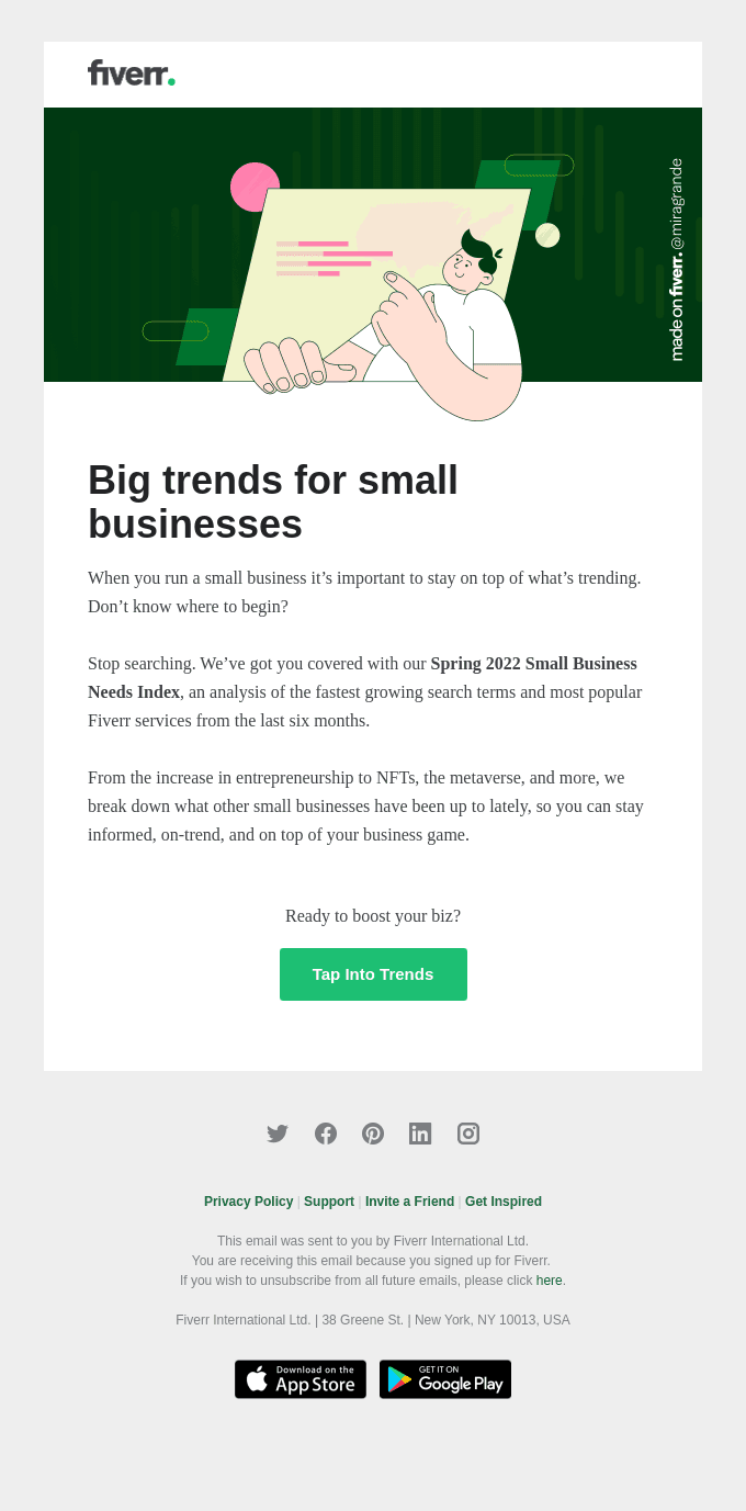 Trending global searches on Fiverr