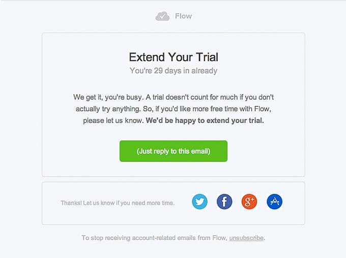 Trial Extension, Retention Email Design from Flow
