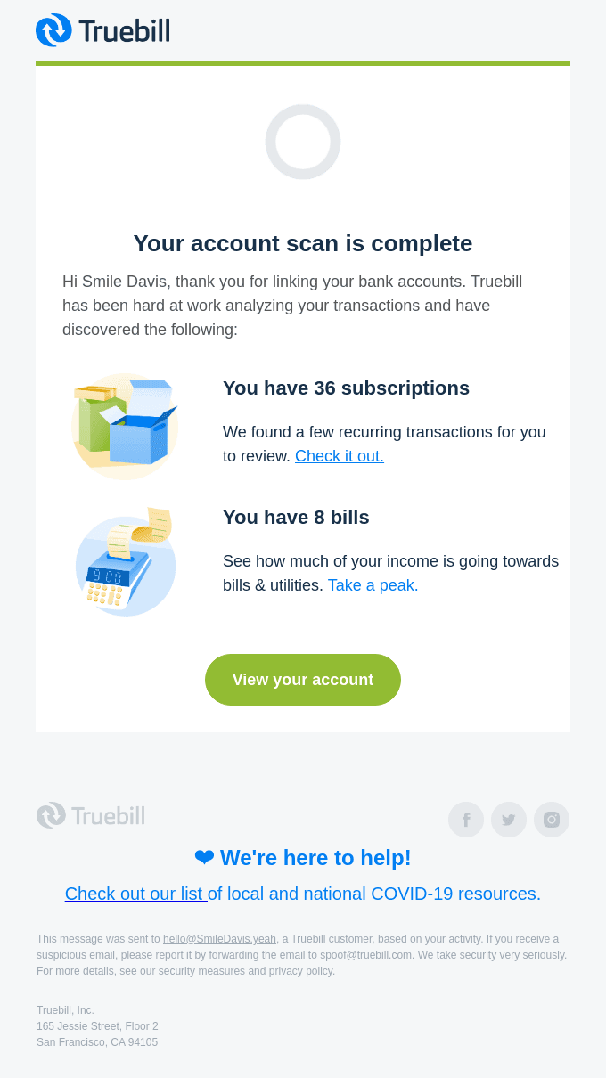 Truebill just found new subscriptions