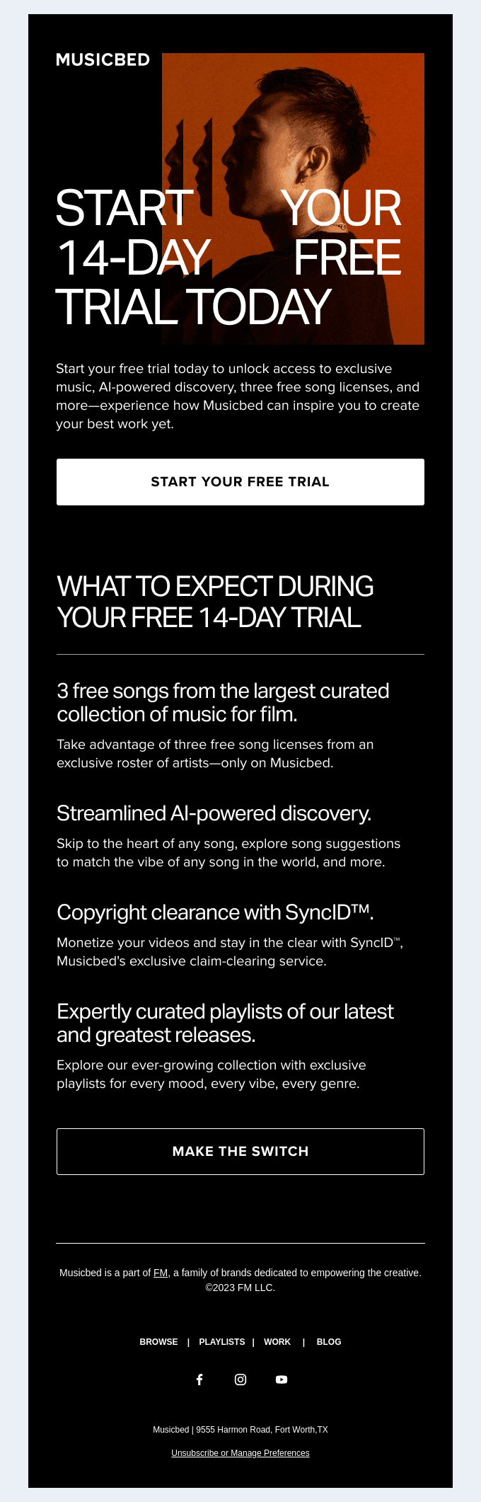 Try a Musicbed Subscription FREE for 14 days!