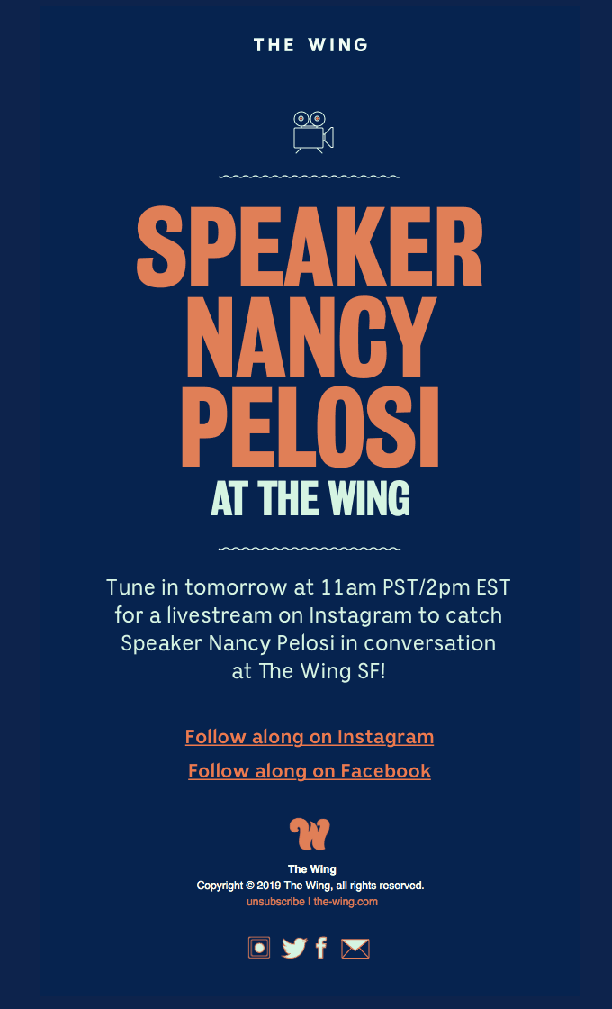 Tune In: Speaker Nancy Pelosi at The Wing!