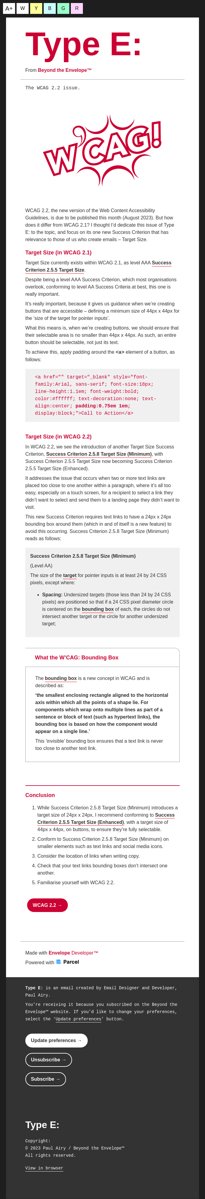Type E: What’s new in the new accessibility guidelines?