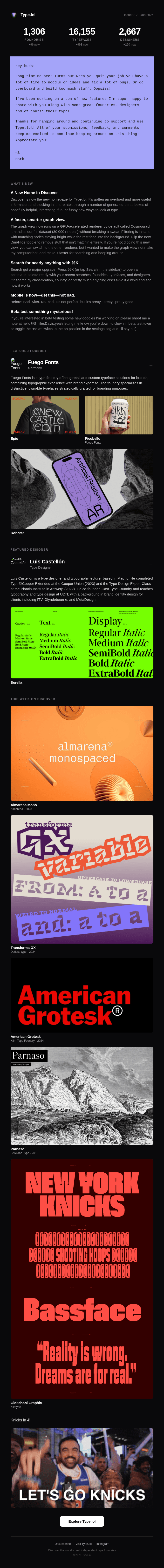 🔠 Type.lol 017 — New Features, Foundries, Designers, Typefaces, and more!