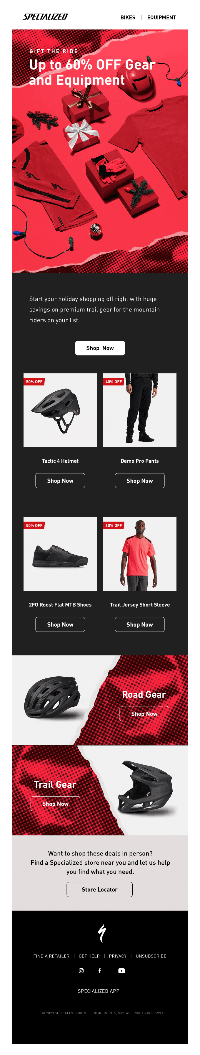 Up to 60% OFF Equipment and Gear is Live