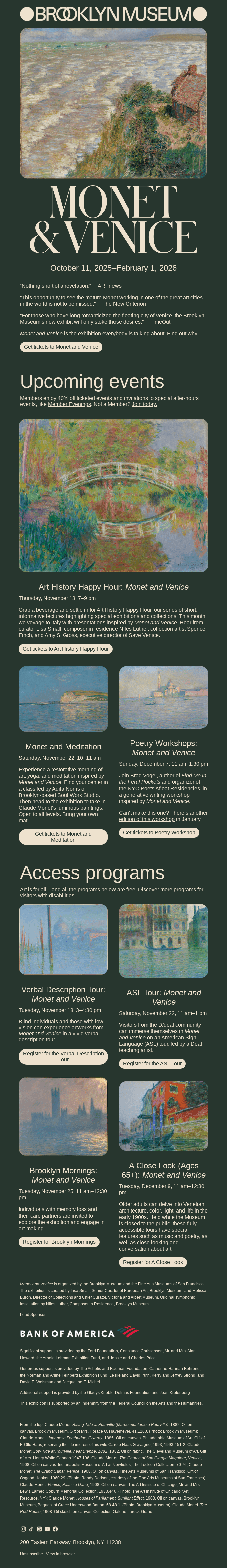 Upcoming events inspired by “Monet and Venice”