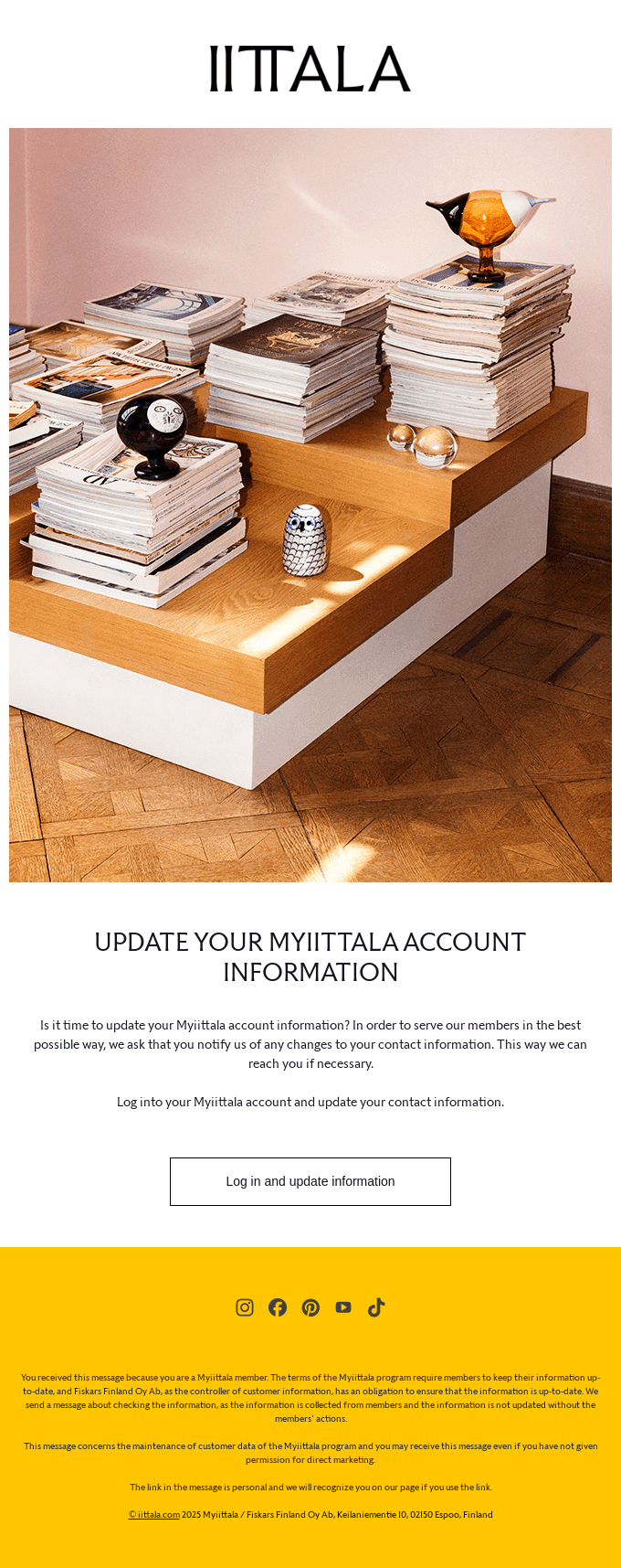 Update your Myiittala account information