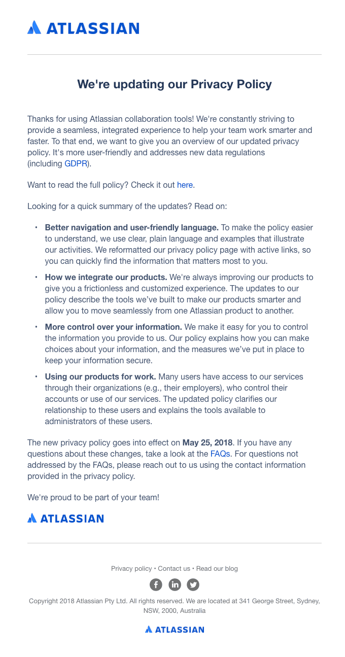 Updates to Atlassian’s Privacy Policy