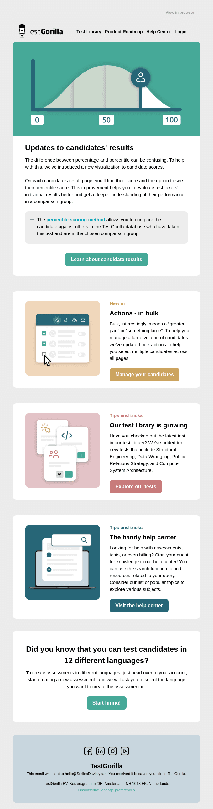 Updates to candidate results, take action in bulk, and new tests added