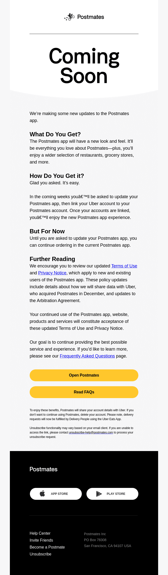 Updates to Your Postmates Experience