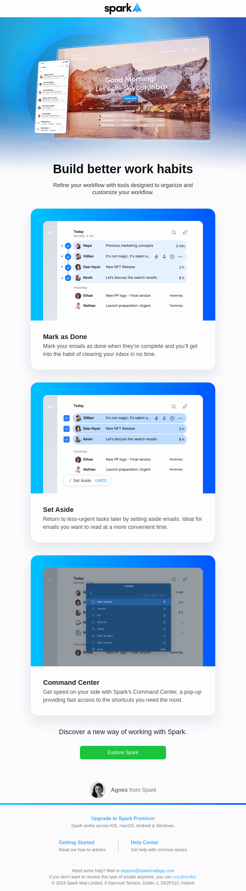 Use Spark to build better work habits