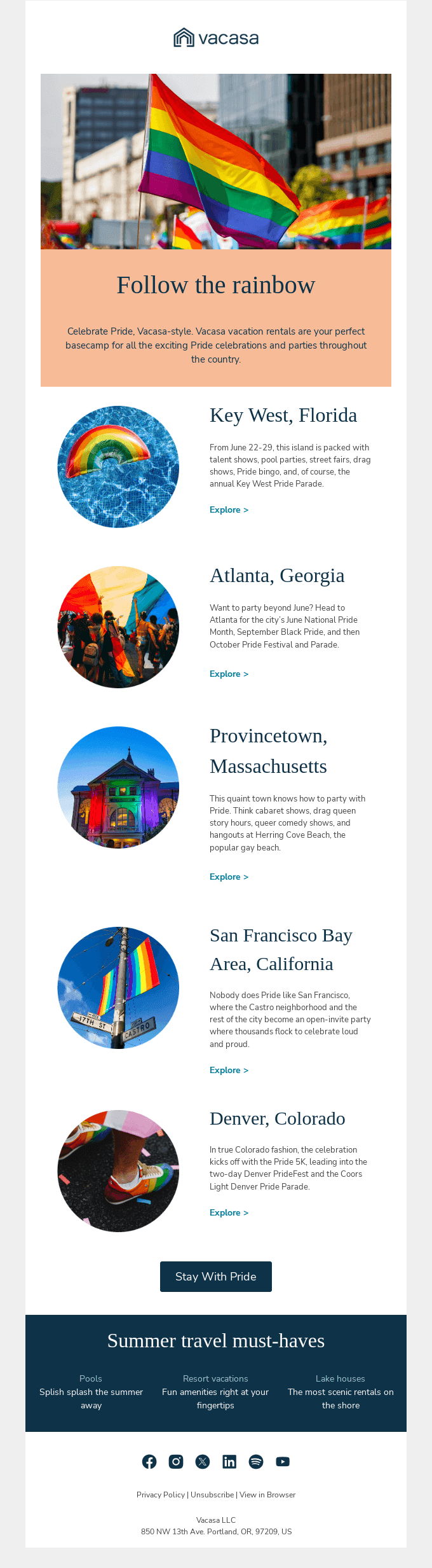 Vacation homes close to Pride Month fun