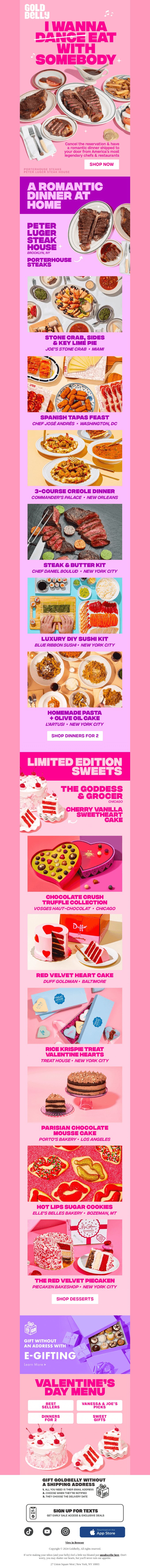 Valentine’s Dinners for 2 – No Reservation Required!