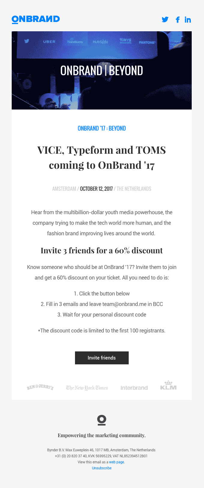 VICE, Typeform and TOMS a special 60% discount
