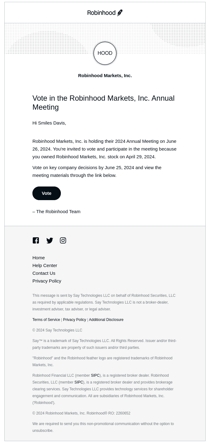 Vote in the Robinhood Markets, Inc. Annual Meeting