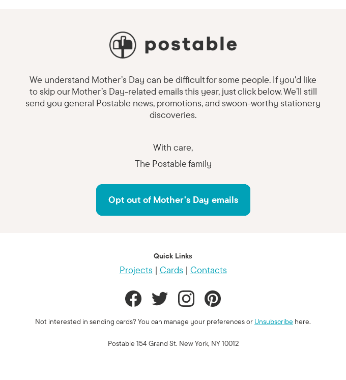 Want to skip Mother’s Day emails?