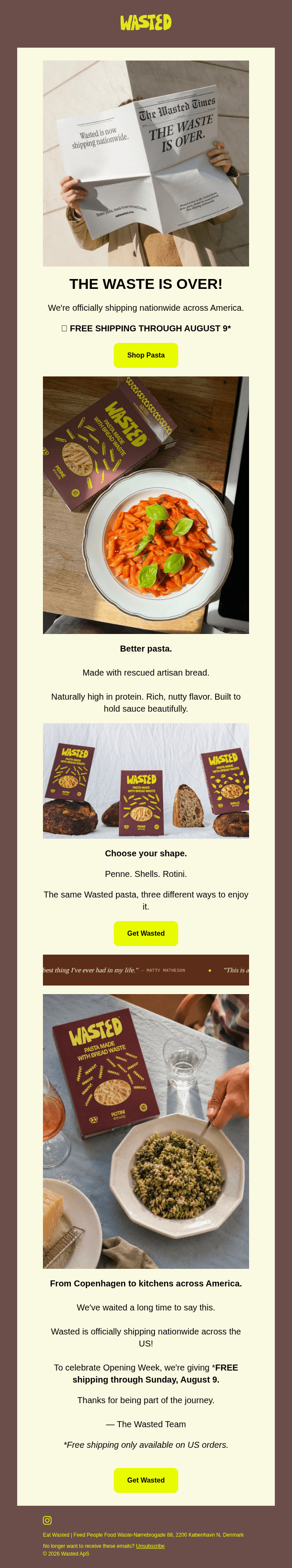Wasted is now shipping nationwide across the US.