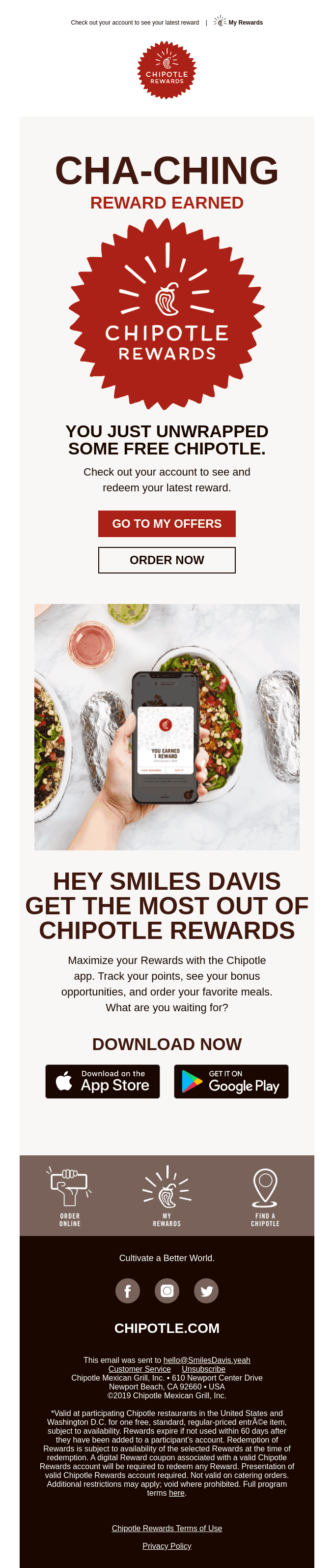 Way to Chipotle, you earned a reward