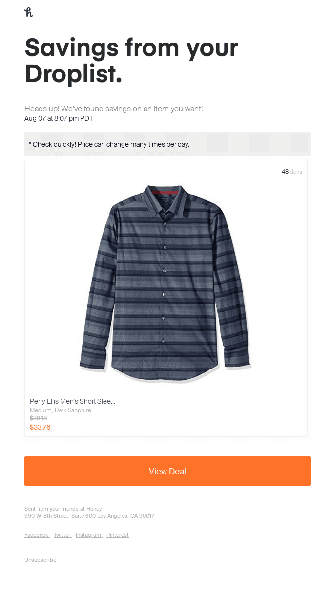 We found price drops for an item you Droplisted