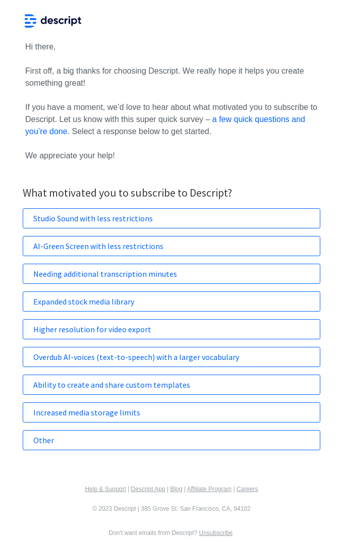 We want to hear from you