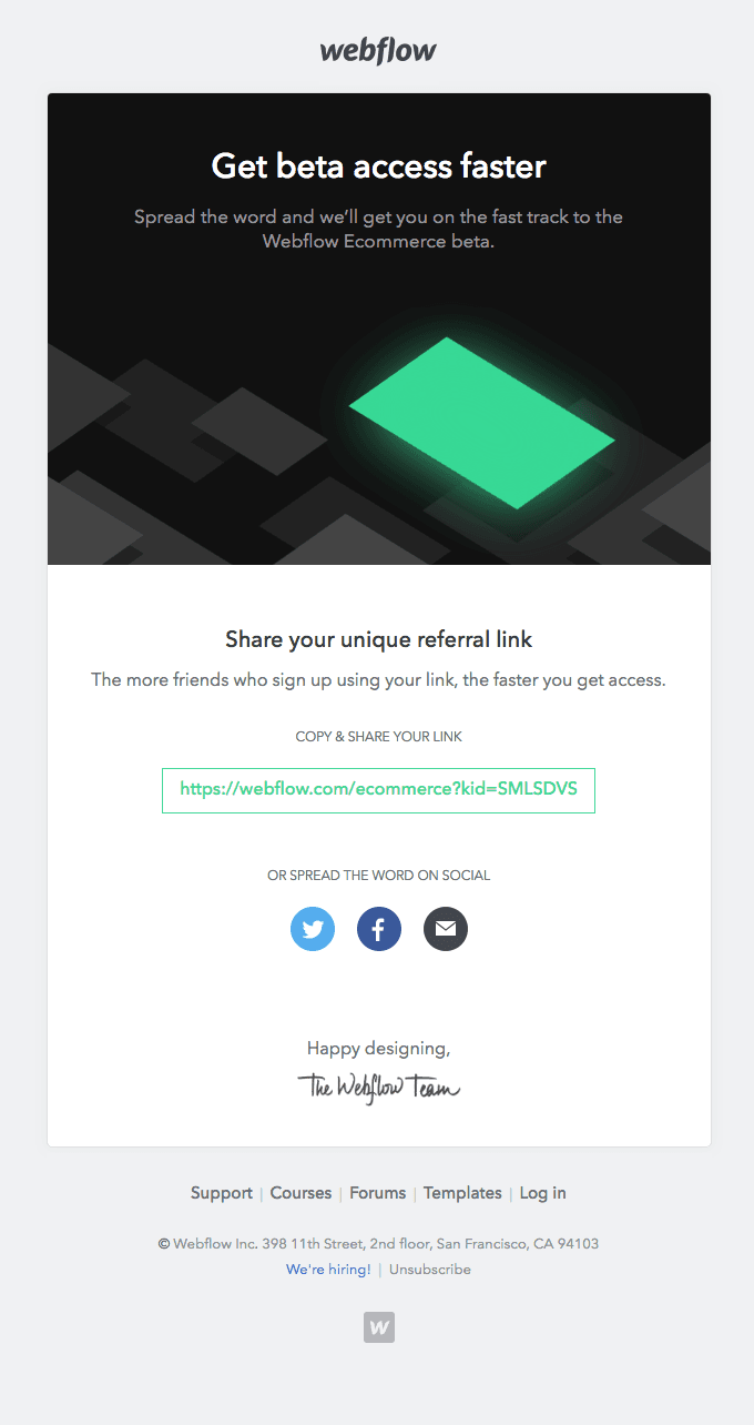 Webflow Ecommerce beta referral link