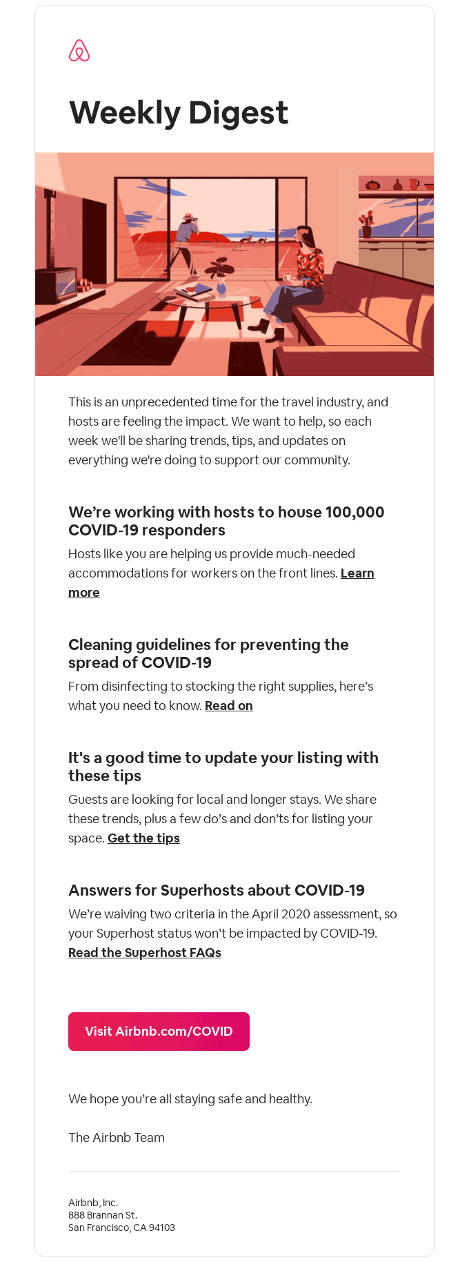 Weekly digest: COVID-19 updates for hosts
