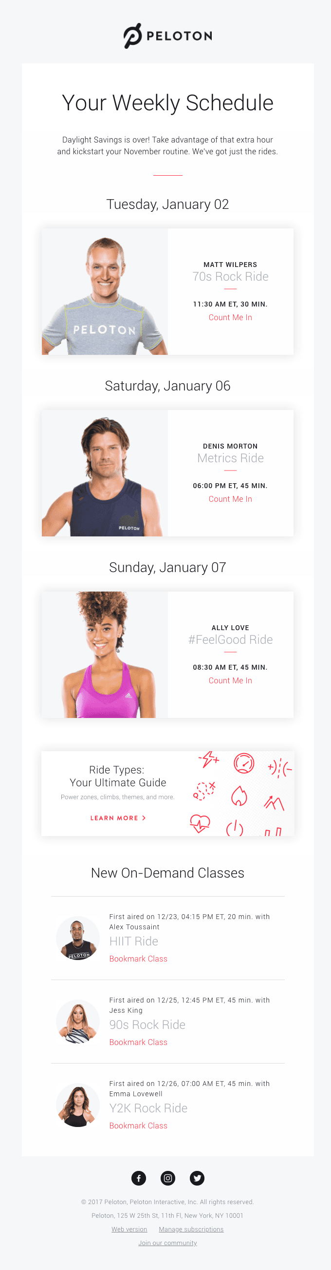 Weekly Schedule: Get After That Extra Hour