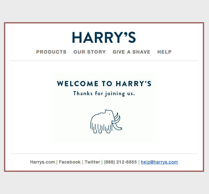 Welcome Email Design from Harry’s