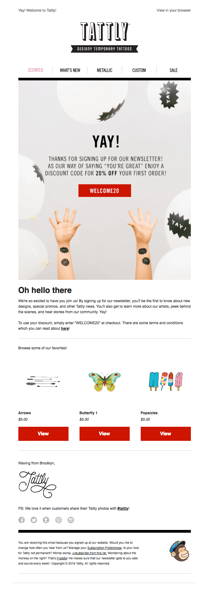 Welcome! Here’s your discount code!