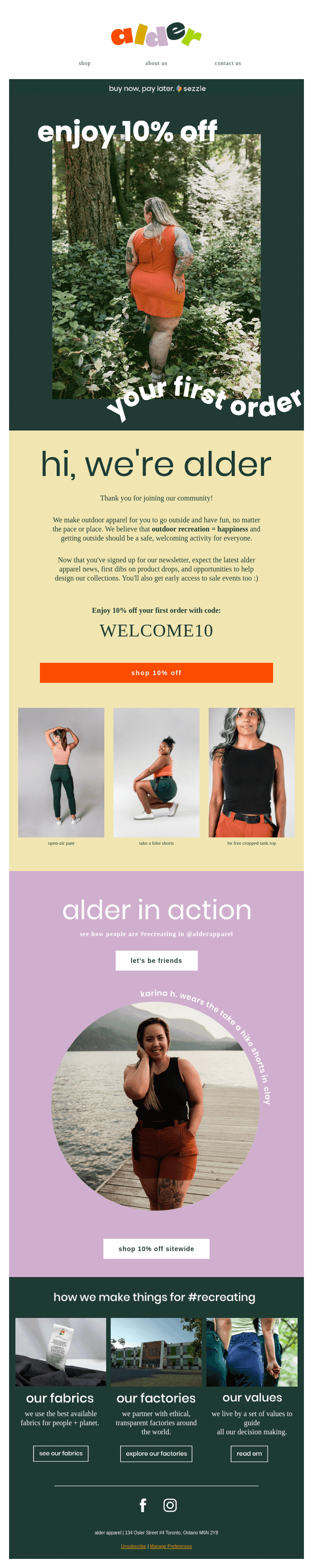 Welcome — here's 10% off your first order 💚