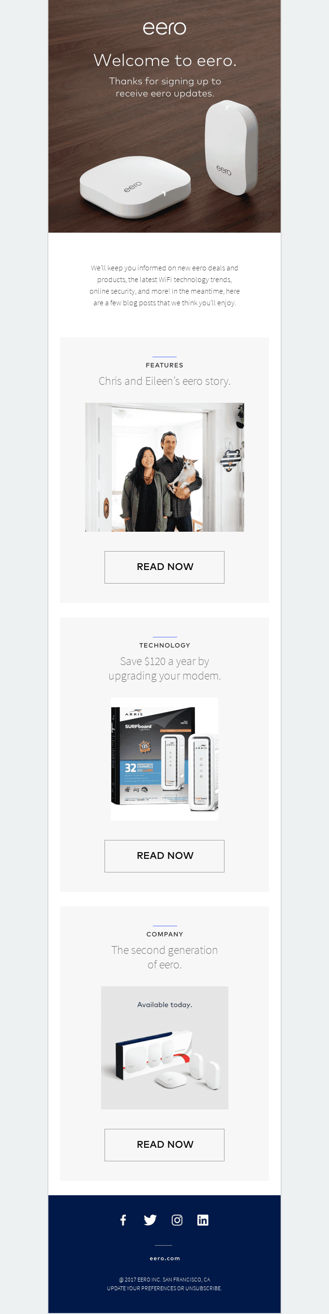 Welcome to eero — Thanks for signing up to receive updates