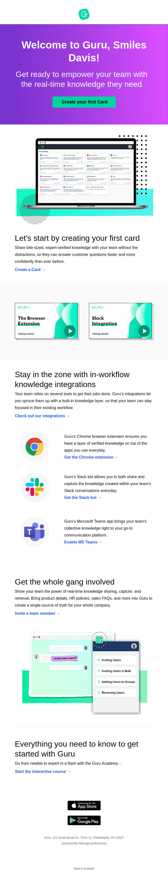 Welcome to Guru! Let's get started 😎