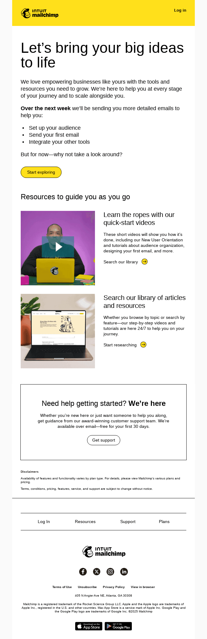 Welcome to Mailchimp! What will you do next?