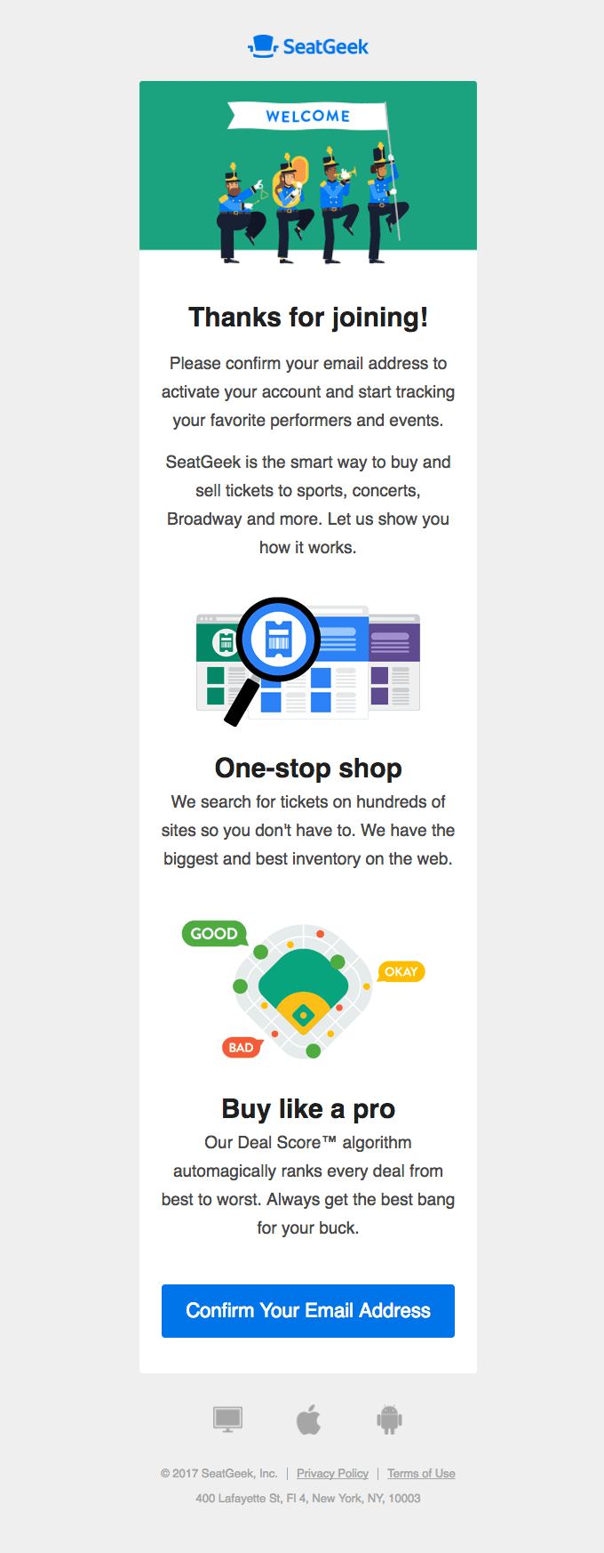 Welcome to SeatGeek! Please Verify Your Email Address