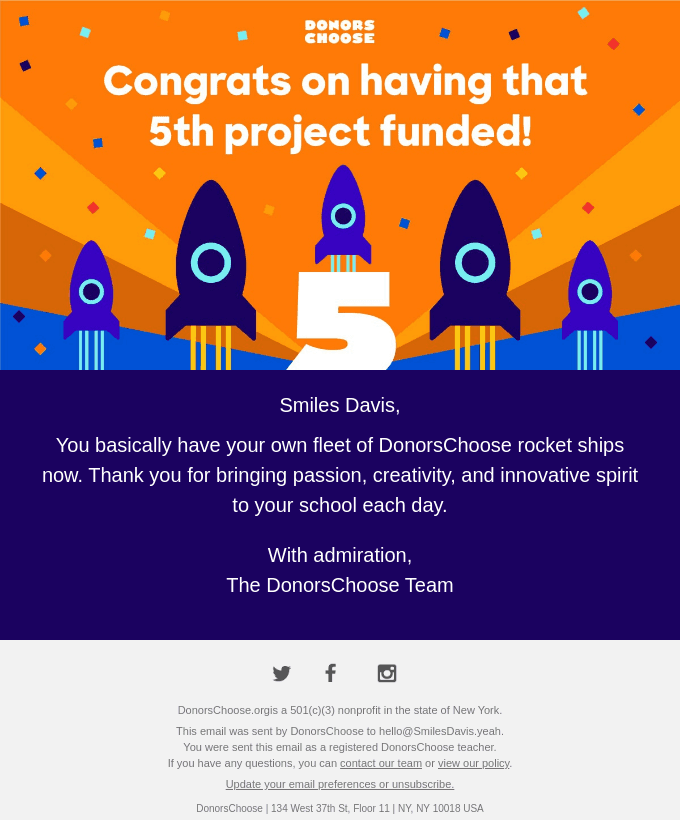 Welcome to the 5 Projects Funded Club, Smiles Davis!