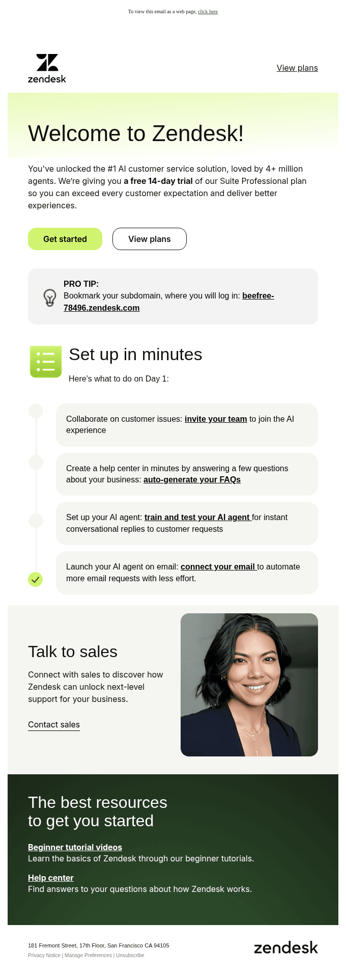 Welcome to your 14-day Zendesk trial 🎉